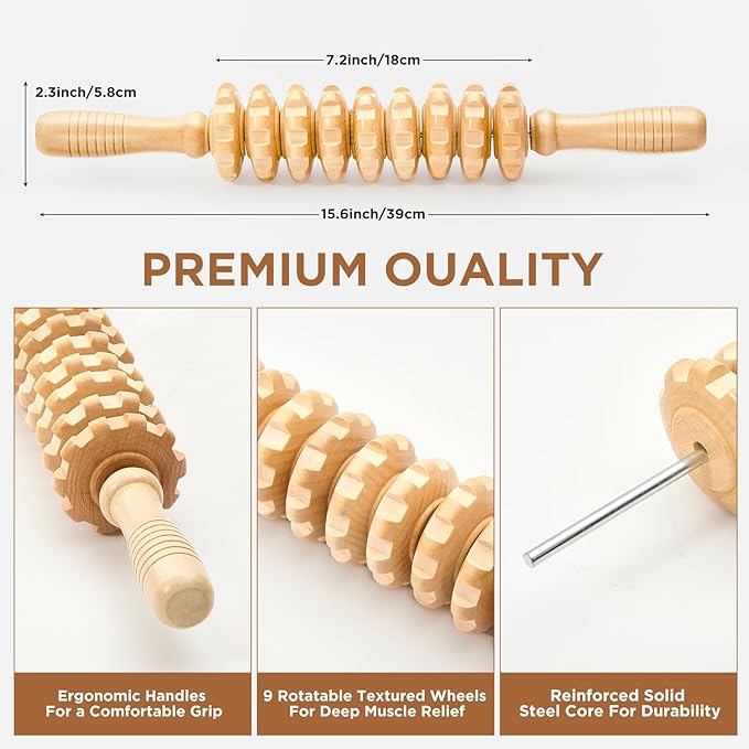 Wooden Cellulite Massage Roller - Image 2
