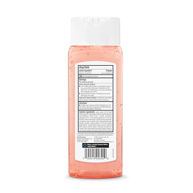 Amazon Basics Clarifying Pink Grapefruit Body Wash, 2% Salicylic Acid Acne - Image 2