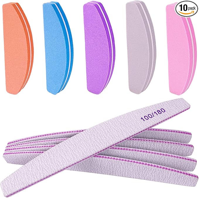 Nail File and Buffer, Buffer Block Nail Files Double Sided 100/180 Grit by AhaTopia