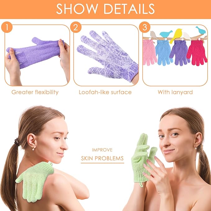 FoldTier 100 Pcs Exfoliating Gloves Bulk - Image 6