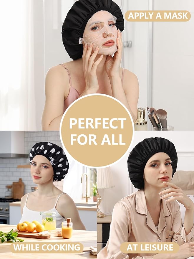 Years calm Shower Caps for Women Reusable Waterproof, Double Layer Waterproof - Image 7
