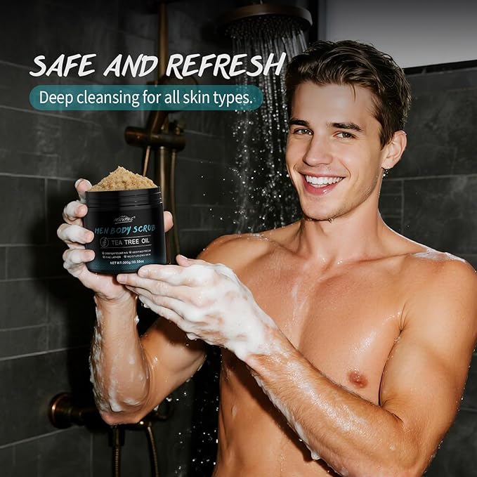 Men Body Scrub with Tea Tree Oil Exfoliating Body Scrub - Image 8