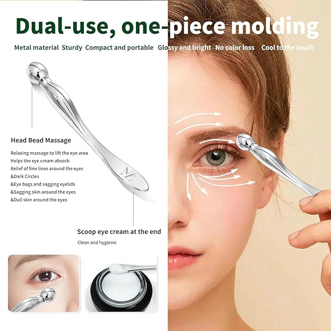 LeMeeOly Stainless Steel GuaSha & Eye Cream Applicator Facial Tools, Metal - Image 4