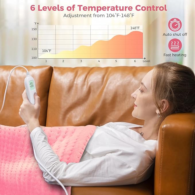 NOWWISH Heating Pad for Back Pain Relief & Period Cramps, 12x24 Inches Electric - Image 6