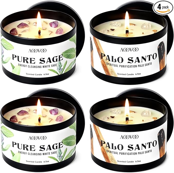 AOOVOO 4 Pack Sage Candles by AOOVOO