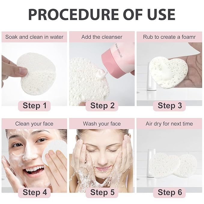 50-Count Facial Sponges Compressed, 100% Natural Cellulose Face Sponge - Image 5