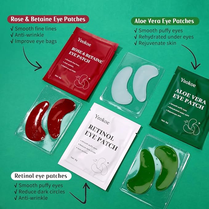 Yeokoe Under Eye Patches For Puffy Eyes and Dark Circles Wrinkle, 30 Pairs Face - Image 3