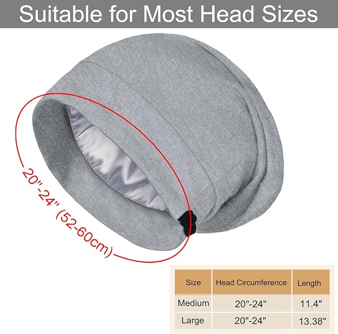 Satin Bonnet for Sleeping Night Cap, Adjustable Satin Lined Silk Bonnets Sleep - Image 3