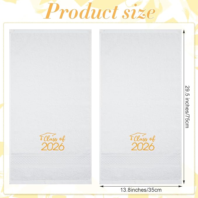 MASHAN Class of 2026 Graduation Hand Towels 3 Pack, 100% Cotton Soft Absorbent - Image 2