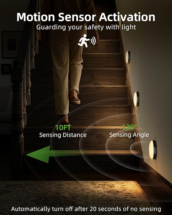 EZVALO Under Cabinet Lighting, 1000mAh Rechargeable Puck Lights - Image 4