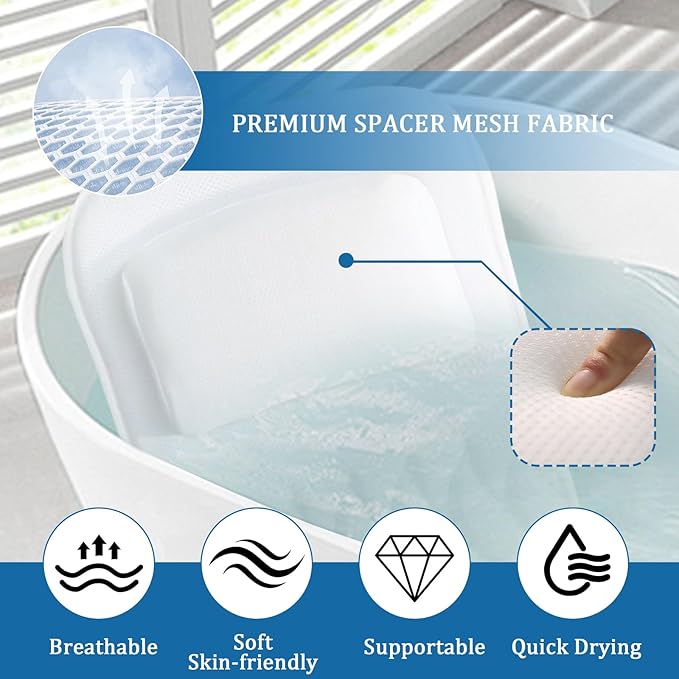EMMTEEY Full Body Bath Pillow for Tub, Bathtub Pillow for Head and Neck Support - Image 5