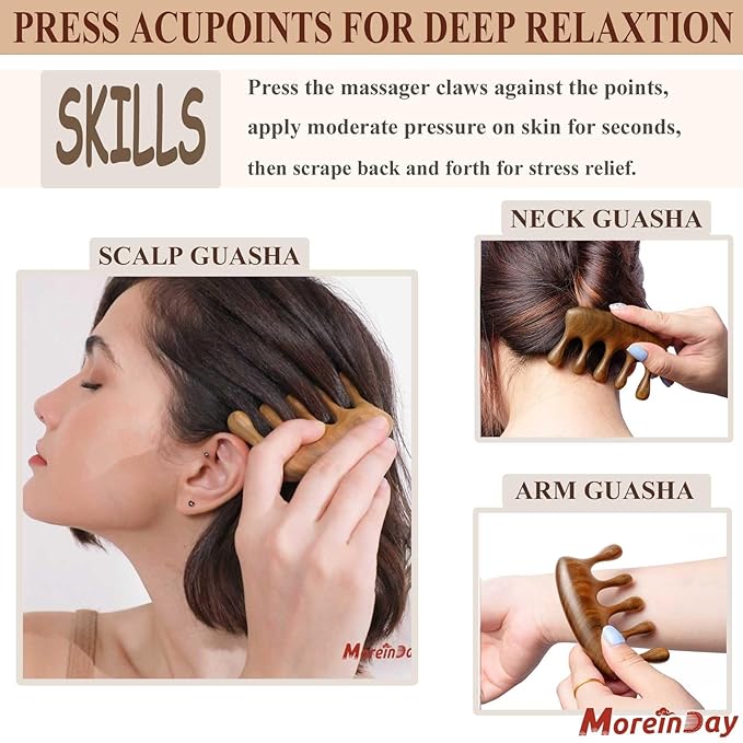 Wood Massager Comb for Hair Growth and Scalp Relax, Natural Green Sandalwood - Image 4