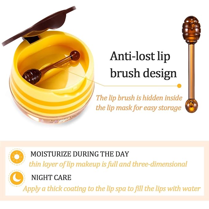 Bee Lip Balm Honey Pot, 4 Pack Honey & Strawberry Lip Mask Propolis Lip Mask - Image 3