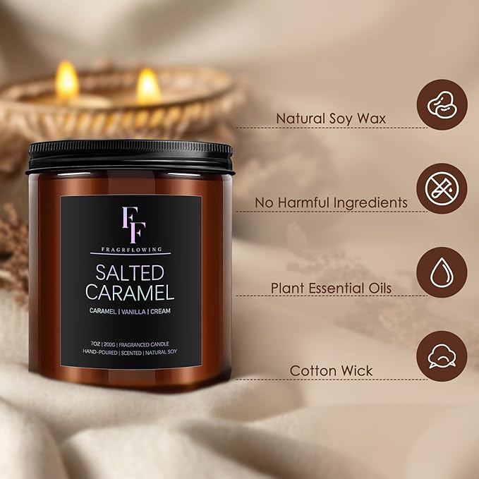 Salted Caramel Scented Candle for Home Soy Wax Candle, Aromatherapy Candle Gift - Image 5