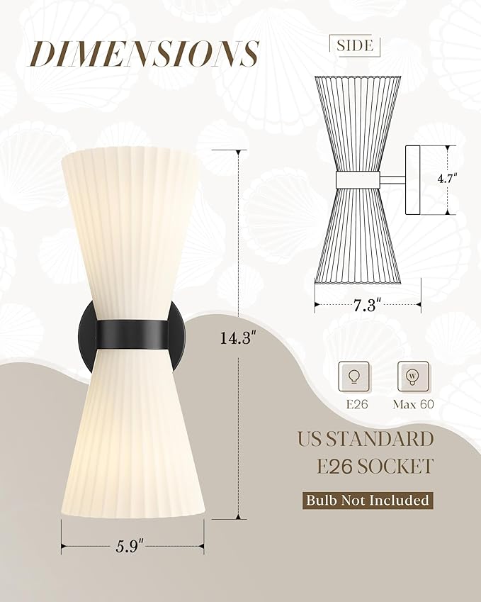 Black Wall Sconces Set of Two, HWH Modern Wall Light Fixtures Indoor Wall Lamp - Image 3
