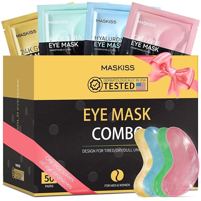 Maskiss Under Eye Patches, 24K Gold, Hyaluronic Acid, Aloe Vera Eye Masks by Maskiss