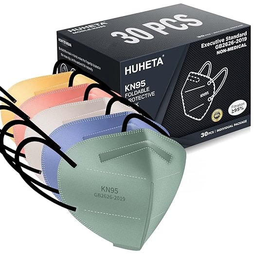 HUHETA KN95 Face Masks for Adults, Packs of 30 KN95 Mask by HUHETA
