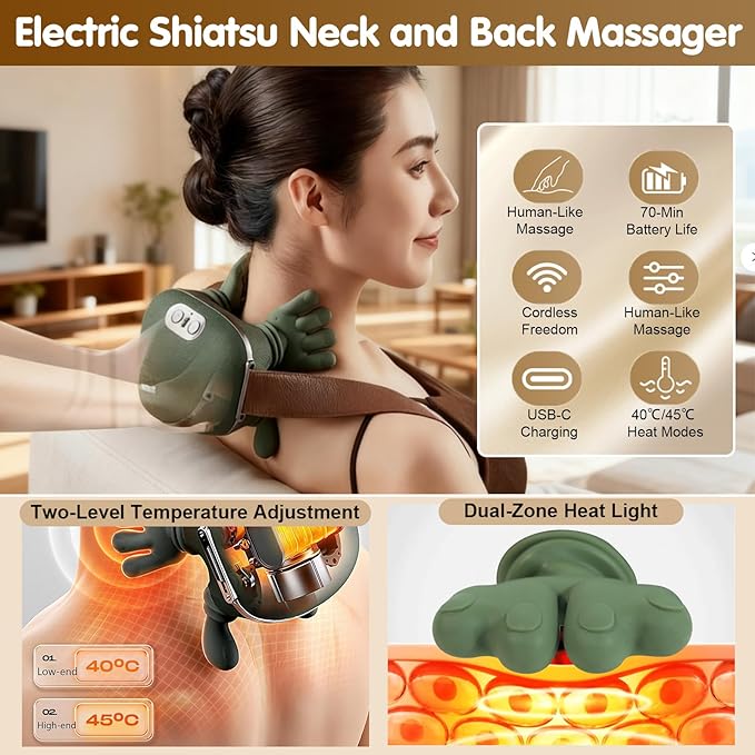 Siasoo Neck Massager With Heat-Wireless Portable Shiatsu Neck and Shoulder Deep - Image 2