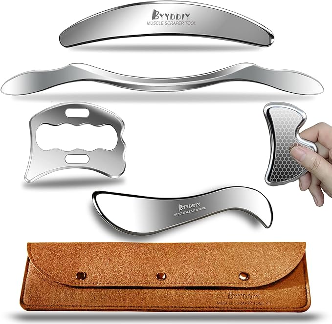 BYYDDIY 5 in 1 Stainless Steel Gua Sha Muscle Scraper Tools Kit, Scraping by BYYDDIYMuscleScraperTools