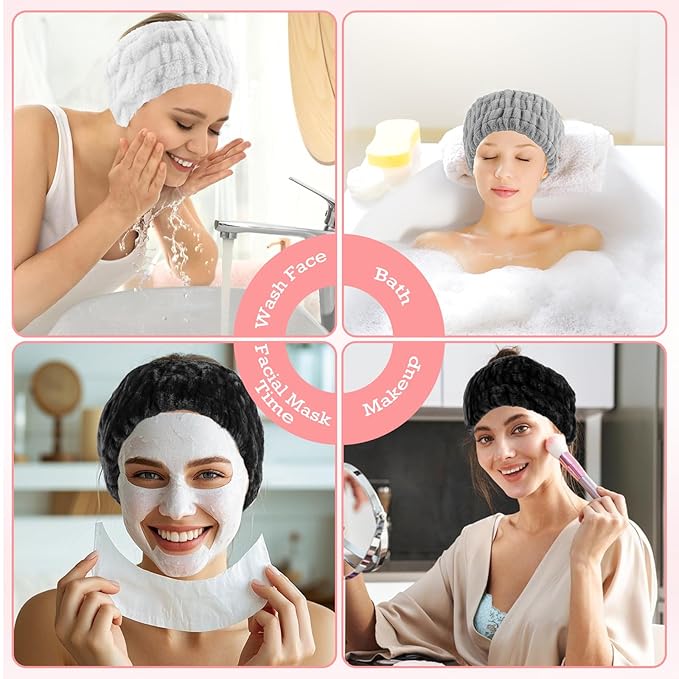 3PCS Spa Headband for Women – Soft Terry Cloth Hairband for Facial Makeup - Image 3