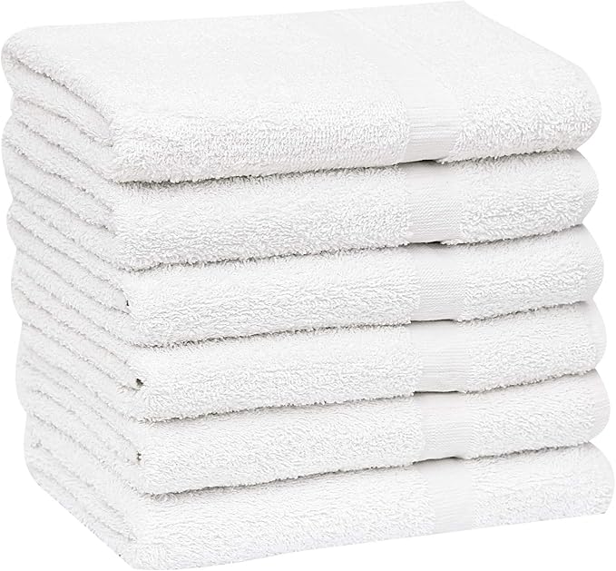 GOLD TEXTILES 6 White Economy Bath Towels Bulk Cotton Blend - Image 7