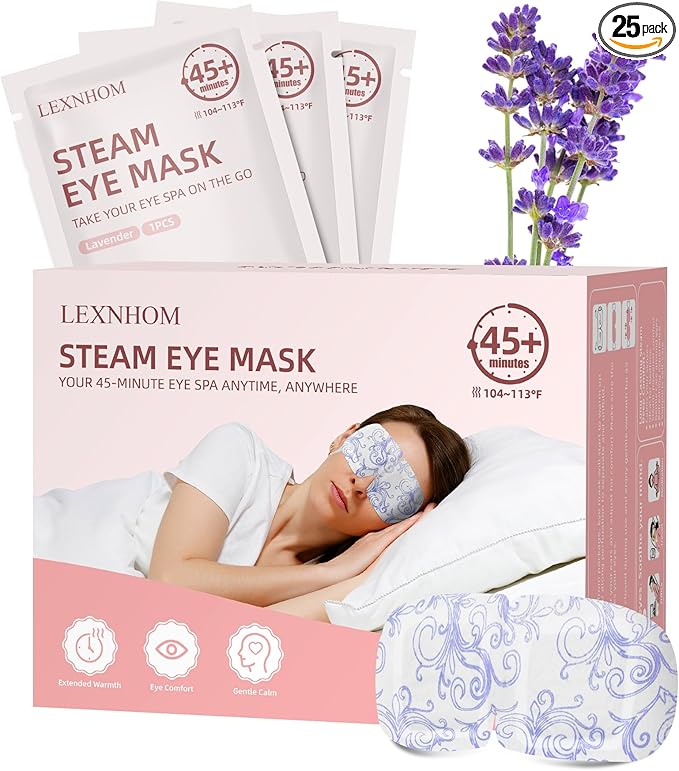 Heated Eye Mask Disposable 24 Pack, 46+ Min Self Heating Steam Eye Mask by Unknown
