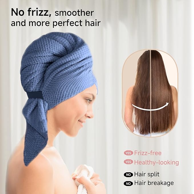 Microfiber Hair Towel Wrap for Women, Quick-Dry Turban, Ultra Absorbent & - Image 5
