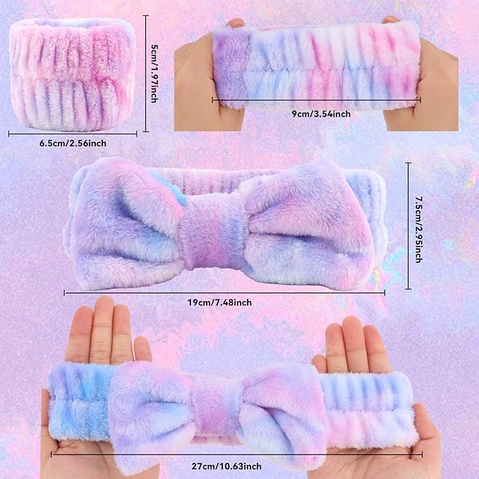 WHAVEL 8PCS Spa Headband and Wristbands Set, Face Wash Headband Wrist Bands - Image 6