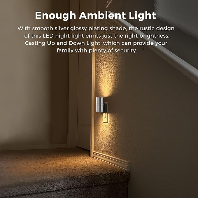L LOHAS LED Night Light, Night Lights Plug into Wall, Smooth Silver Glossy - Image 3