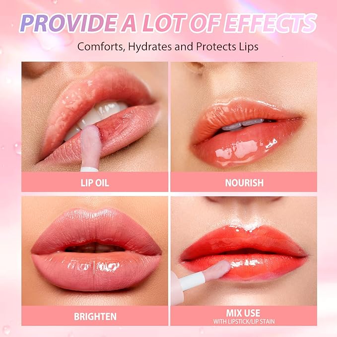 LANGMANNI Lip Oil, No-Sticky Gloss Lip Balm Lip Care, Fruit Flavoured Lip Oil - Image 8