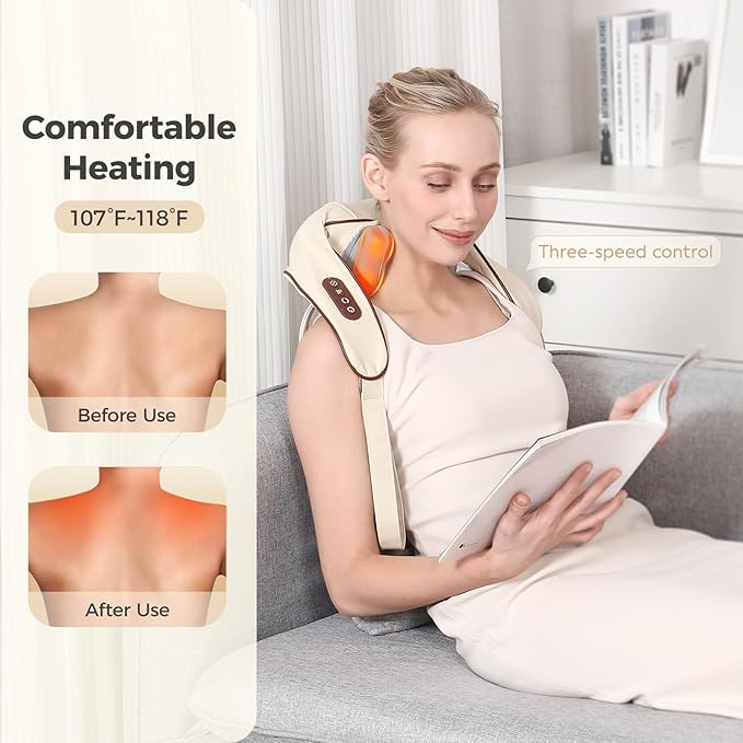 KppeX 4D Deep Cordless Neck Massager Pillow, Shiatsu Shoulder Massager - Image 3