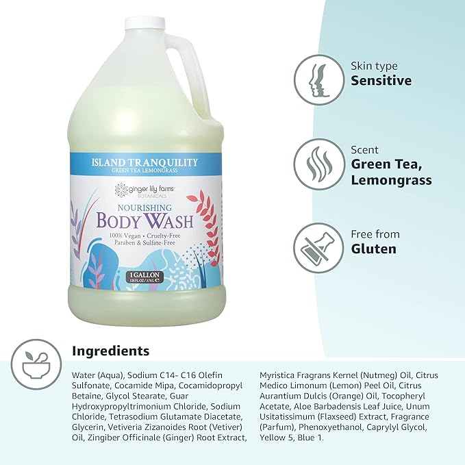 Ginger Lily Farms Botanicals Nourishing Body Wash, Island Tranquility, 100% - Image 5