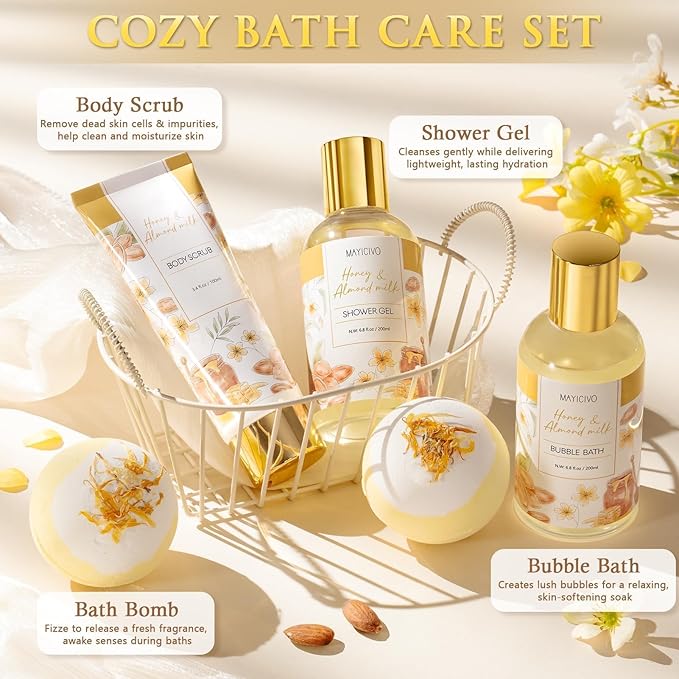Mothers Day Birthday Gifts for Women, Honey & Almond Milk Relaxing Spa Gift - Image 4