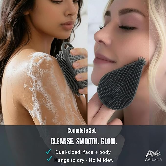 Avilana Premium Body Scrubber and Face Brush Set - Image 6
