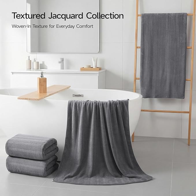 ecolook 4 Pack Microfiber Bath Towels, 31 x 63 inches Extra Large Bath Towel Set - Image 2