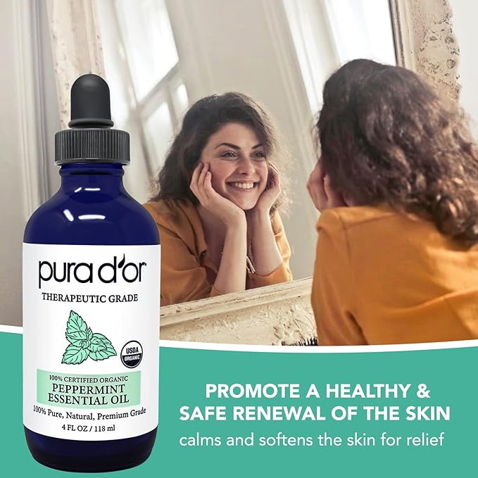 PURA D'OR Organic Peppermint Essential Oil 100% Pure & Natural Therapeutic Grade - Image 5