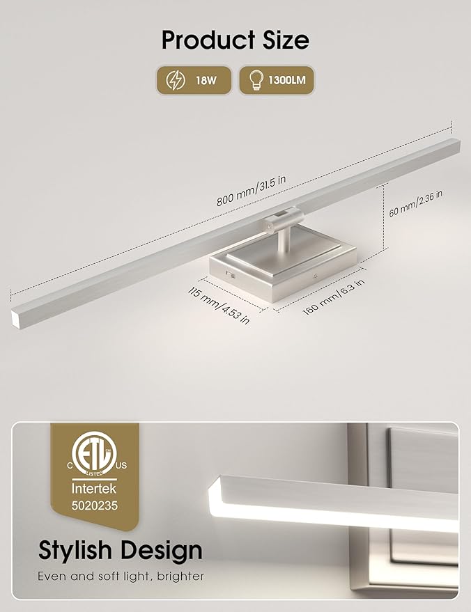 VOLISUN Modern Bathroom Vanity Light 31.5 inch, 18W Dimmable 5CCT Led Bathroom - Image 6