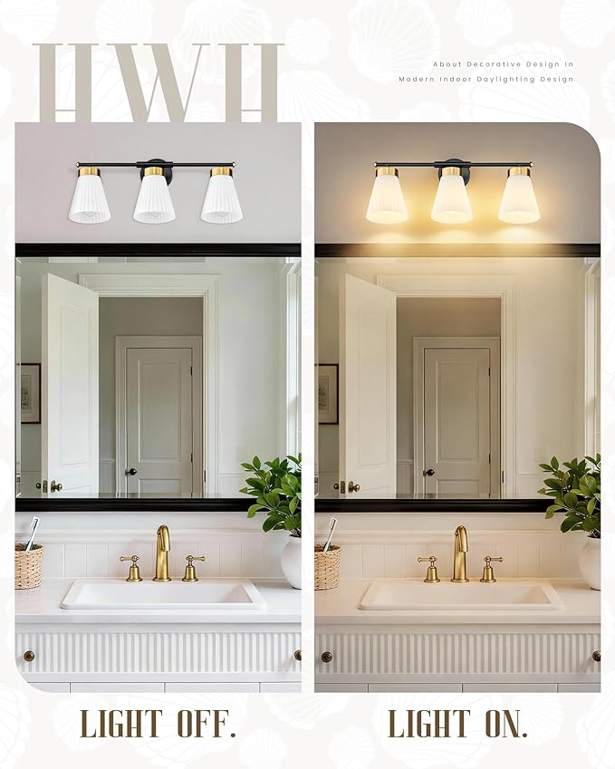 Bathroom Vanity Light, HWH 3-Light Wall Light Fixture - Image 4