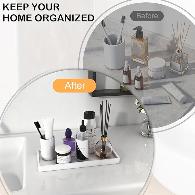 Bathroom Vanity Tray, Silicone 11.8 x 5 Inch Bathroom Counter Tray Decor - Image 4