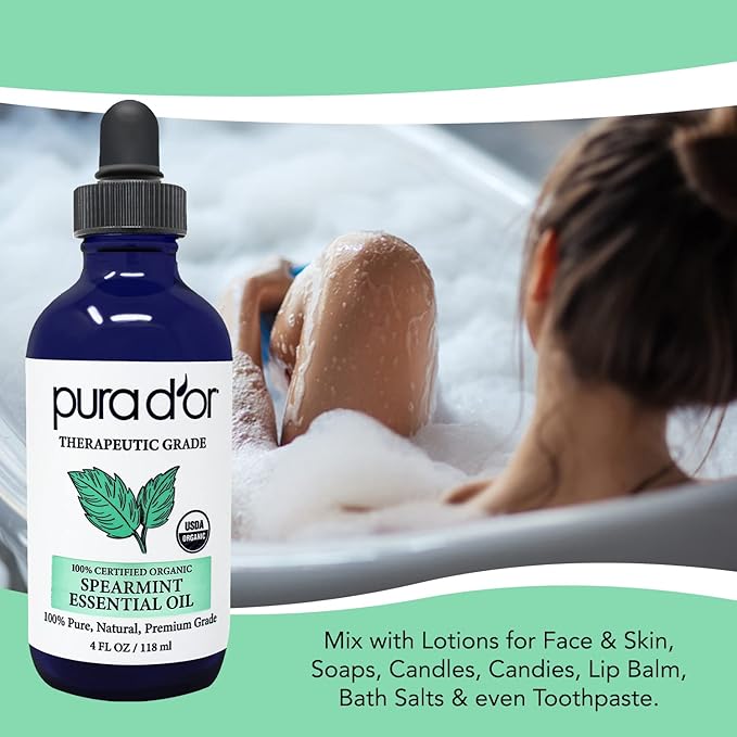PURA D'OR Organic Spearmint Essential Oil USDA Certified 100% Pure & Natural - Image 3