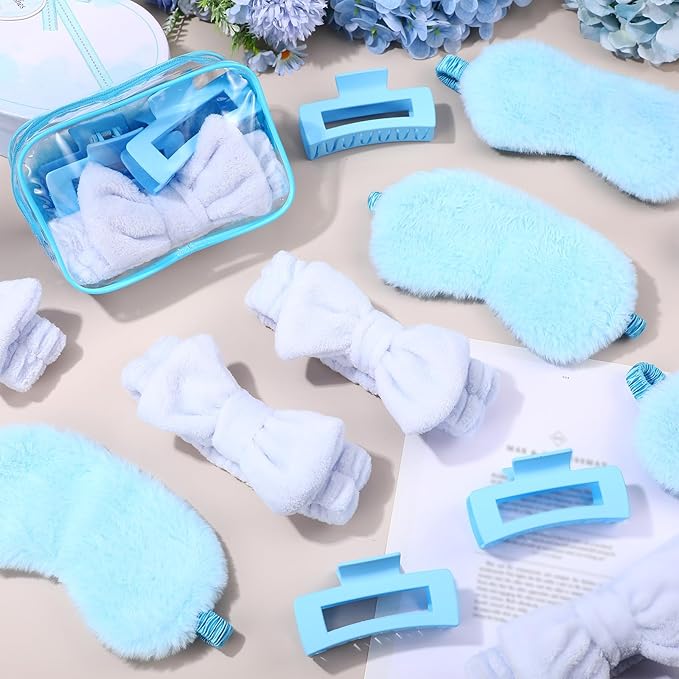 Hoteam 24 Pcs Spa Party Favors Supplies 6 Spa Headband 6 Plush Sleep Eye Mask 6 - Image 6