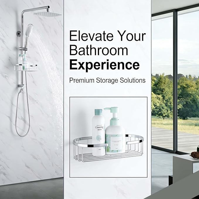 Rain Shower System with 304Stainless Steel Shelf, 12 Inch Rainfall Shower Head - Image 2