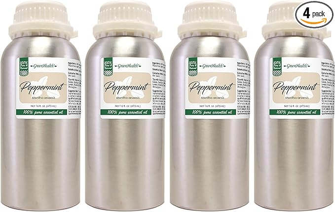 GreenHealth Peppermint Essential Oil – 4 Pack – 100% Pure & Uncut – Strong by Greenals