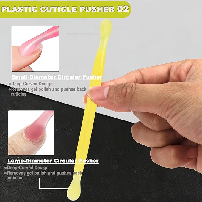 2Pcs Plastic Cuticle Pusher, Dual-end Dead Skin Nail Pusher, Gentle Plastic - Image 3