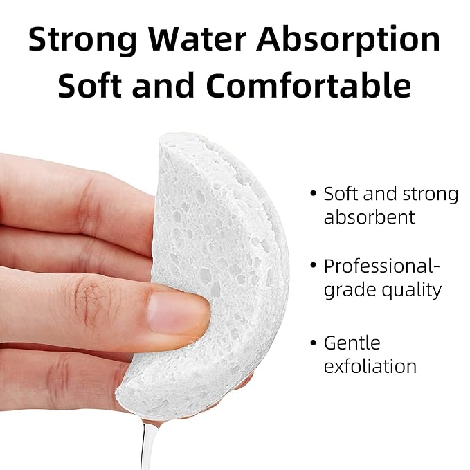 60-Count Compressed Facial Sponges|100% Natural Kickleen Cellulose Cosmetic Spa - Image 3