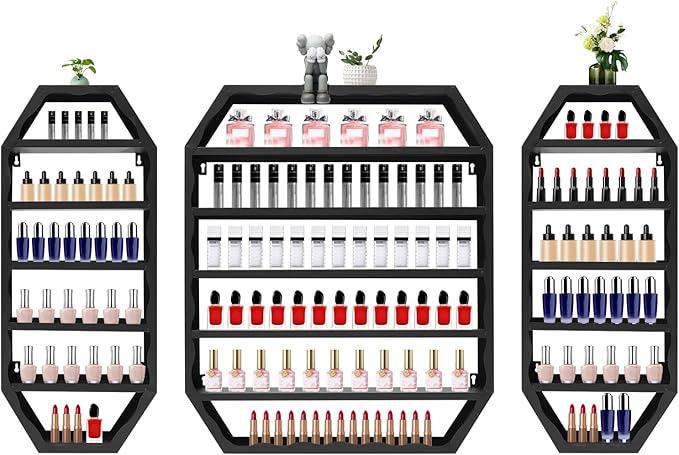 Nail Polish Organizer Wall Mounted, Metal Nail Polish Storage Holder by Milzeone