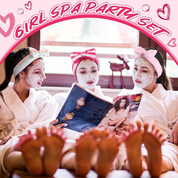 Xuhal 24 Pcs Spa Sleepover Party Favors Supplies Plush Headband and Eye Mask - Image 5