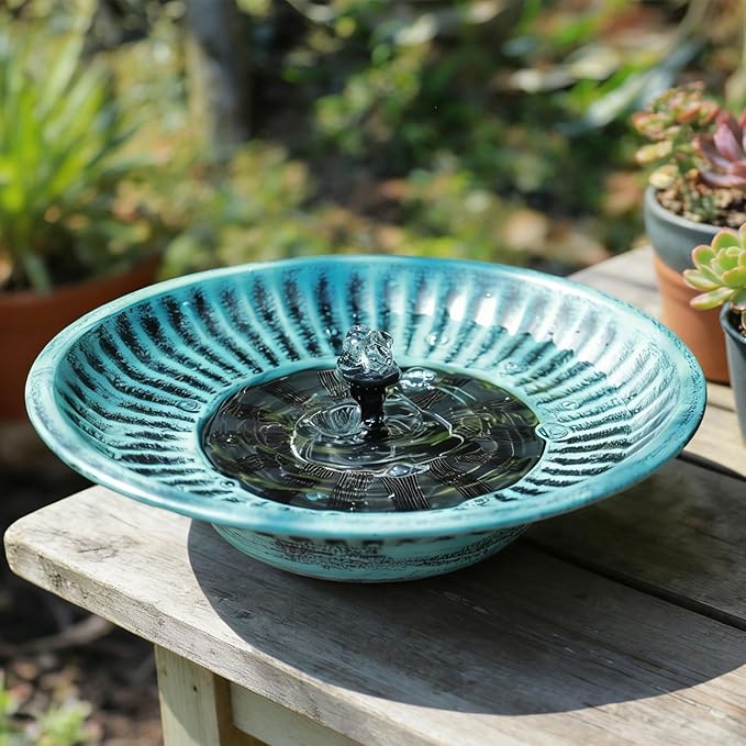 12.3" Solar Fountain Bird Bath for Outside, Metal Solar Bird Bath Fountains - Image 7