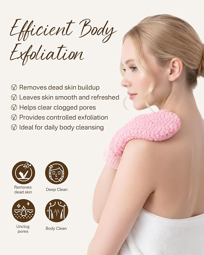 Exfoliating Gloves 2 Pack, Wave Texture Exfoliating Mitt - Image 4