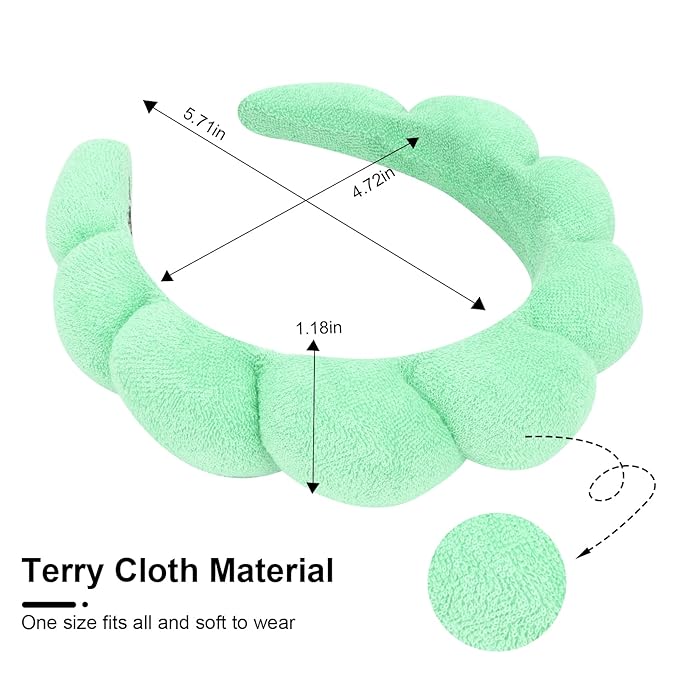 Spa Headband, 3 Pack Soft Terry Cloth Hairband - Image 2